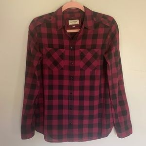 Express Plaid Boyfriend Button-Up Shirt - XS